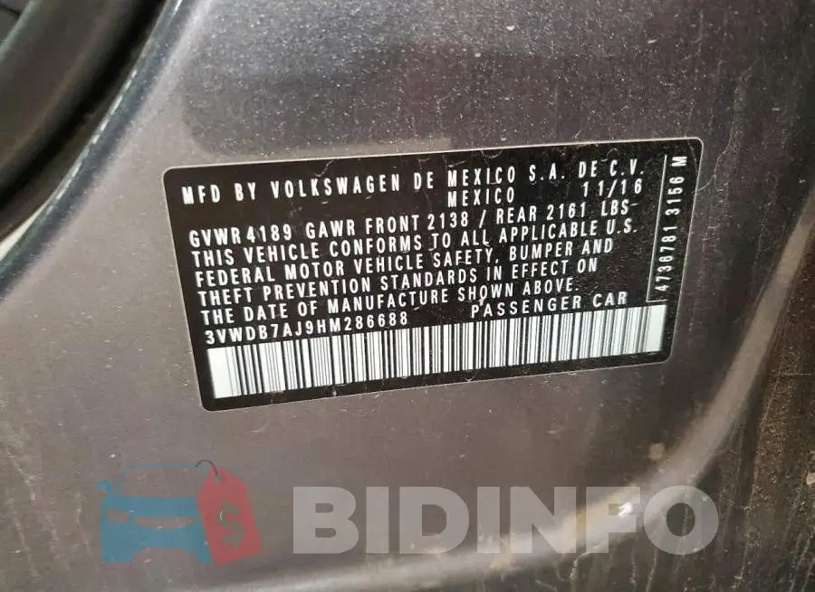 3VWDB7AJ9HM286688 Photo# 12