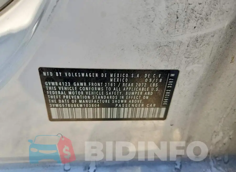 3VWG57BU8KM103804 Photo# 12