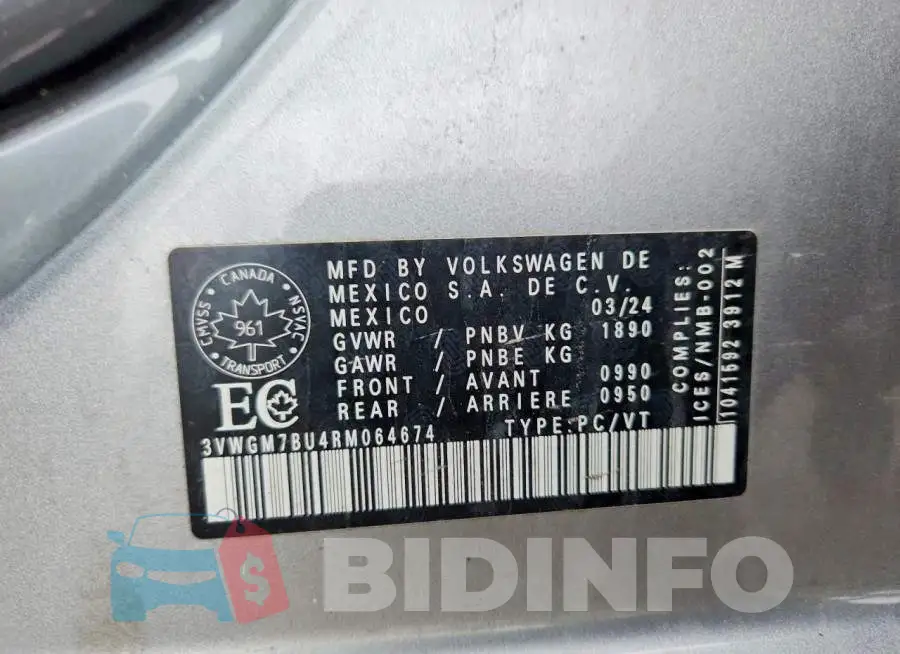 3VWGM7BU4RM064674 Photo# 13