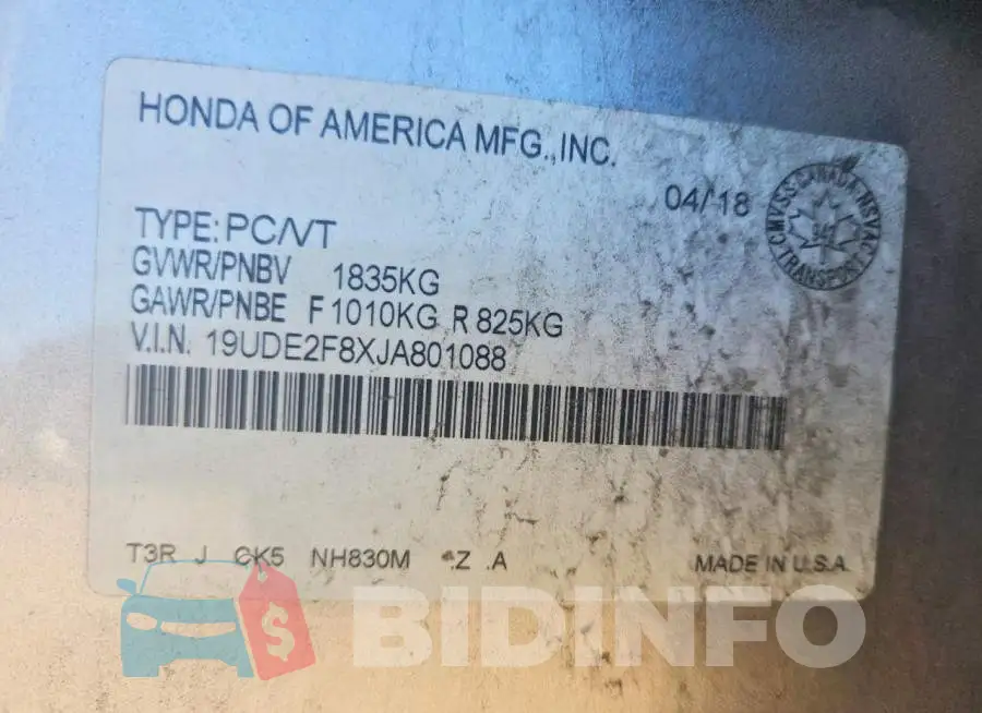 19UDE2F8XJA801088 Photo# 12