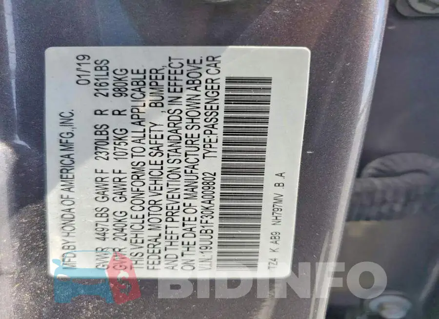 19UUB1F30KA009802 Photo# 13