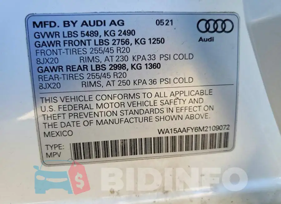 WA15AAFY6M2109072 Photo# 14