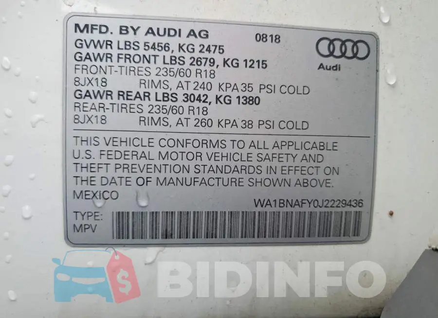 WA1BNAFY0J2229436 Photo# 13