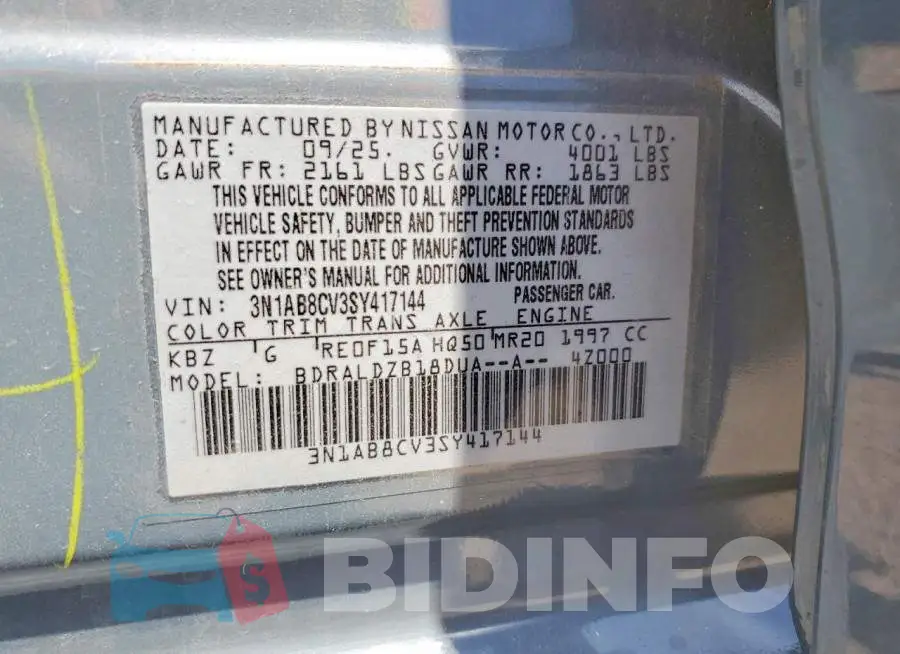3N1AB8CV3SY417144 Photo# 12