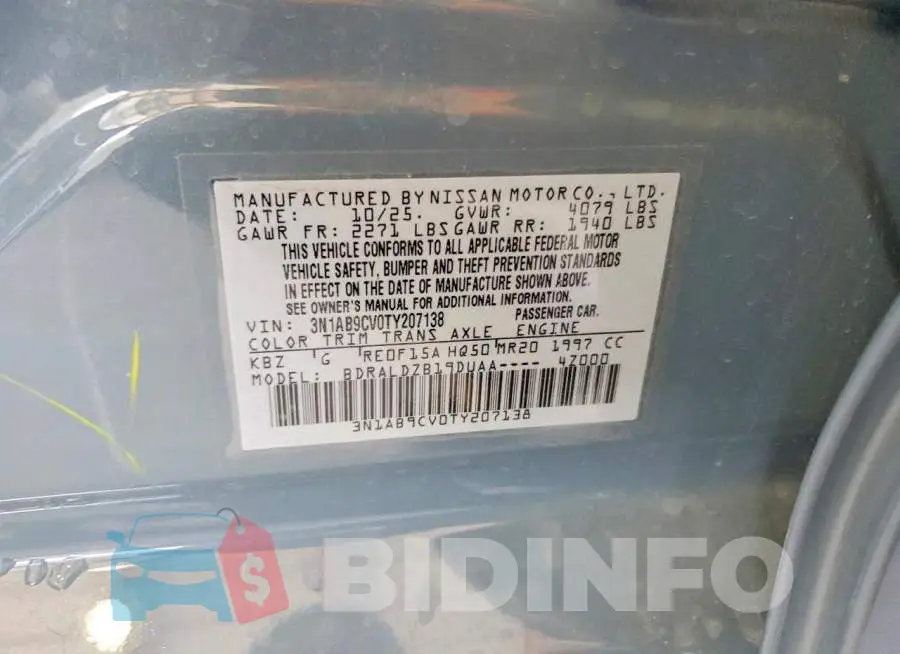 3N1AB9CV0TY207138 Photo# 12