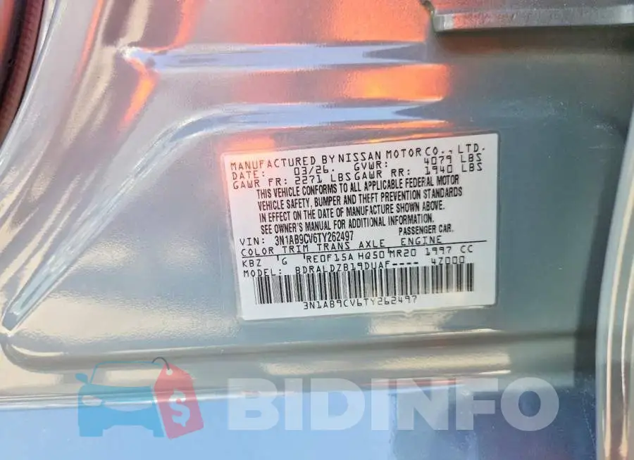 3N1AB9CV6TY262497 Photo# 13