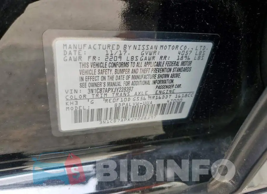 3N1CB7APXJY228397 Photo# 12