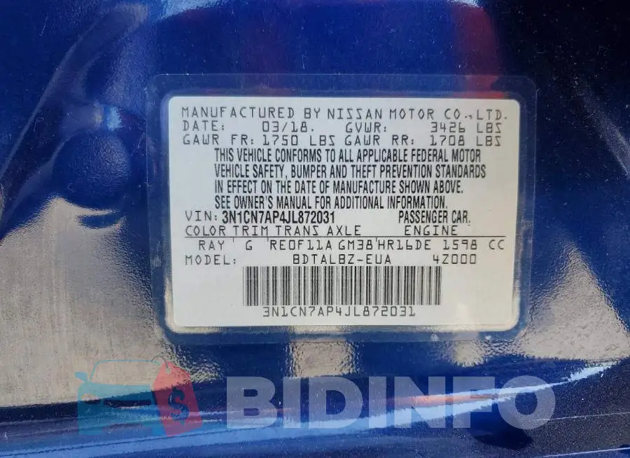 3N1CN7AP4JL872031 Photo# 12
