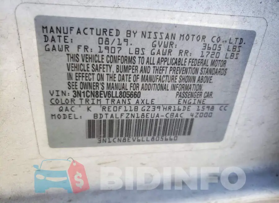 3N1CN8EV6LL805660 Photo# 12