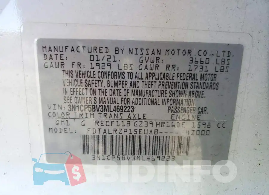 3N1CP5BV3ML469223 Photo# 13