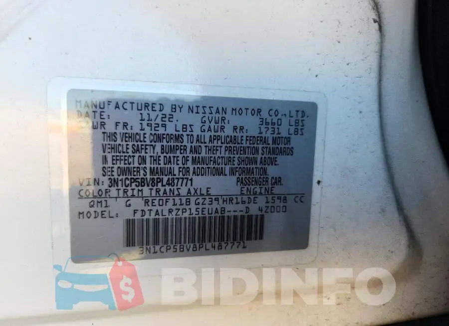 3N1CP5BV8PL487771 Photo# 13