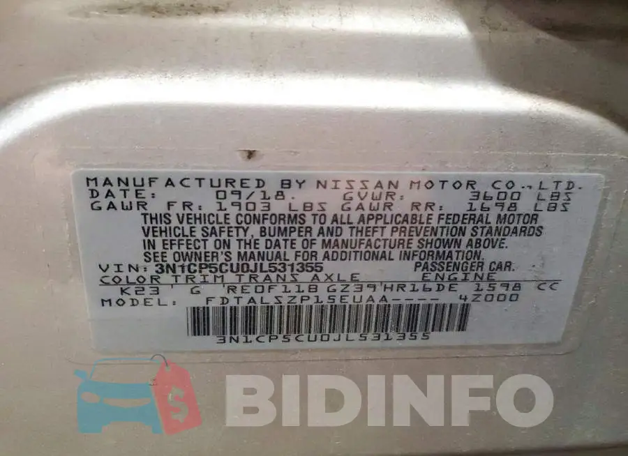 3N1CP5CU0JL531355 Photo# 13