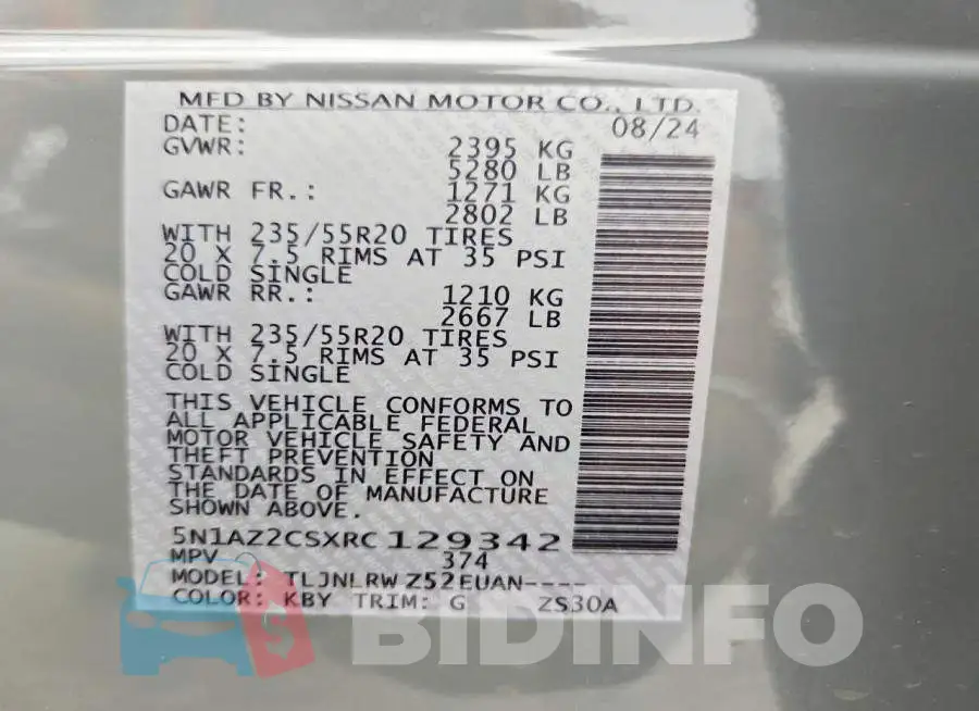 5N1AZ2CSXRC129342 Photo# 12