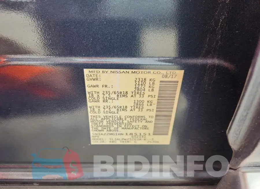 5N1AZ2MG1HN185151 Photo# 13