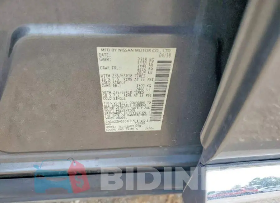 5N1AZ2MG3JN151301 Photo# 13