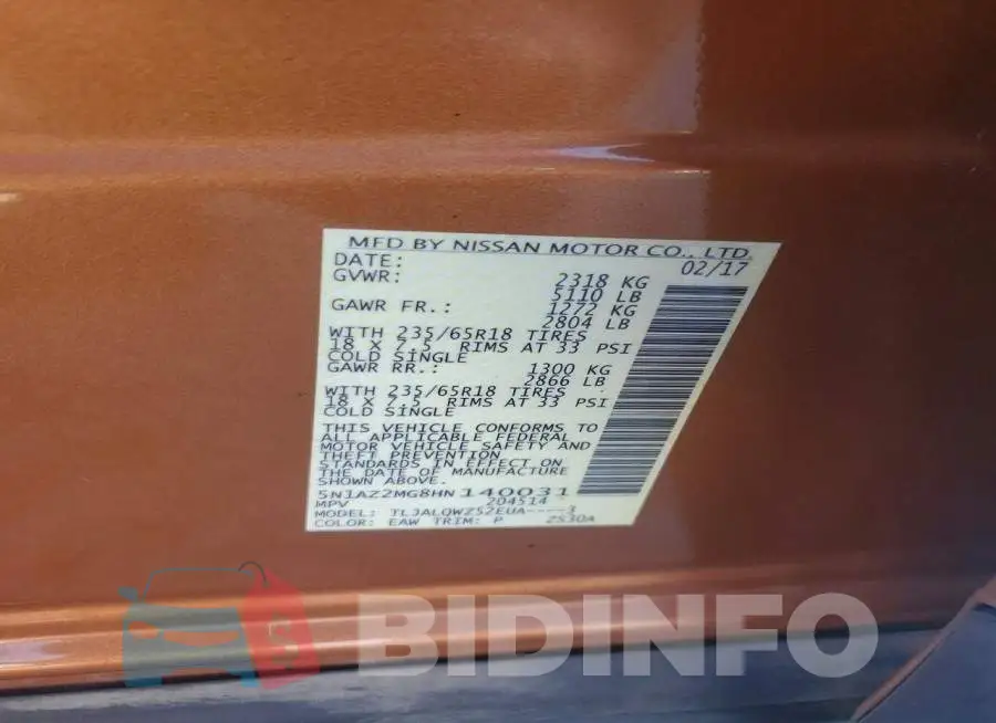 5N1AZ2MG8HN140031 Photo# 13