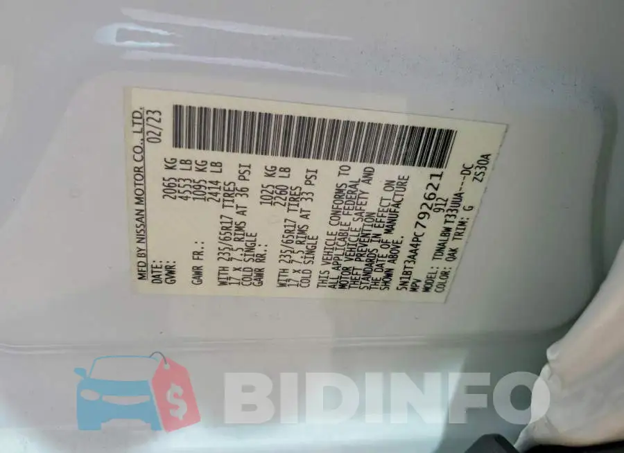 5N1BT3AA4PC792621 Photo# 13