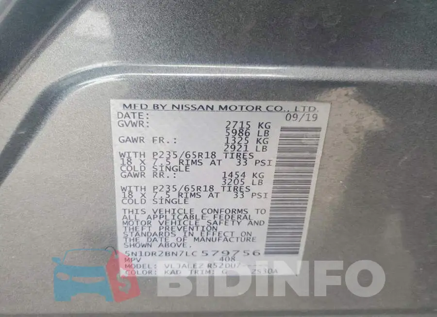 5N1DR2BN7LC579756 Photo# 13