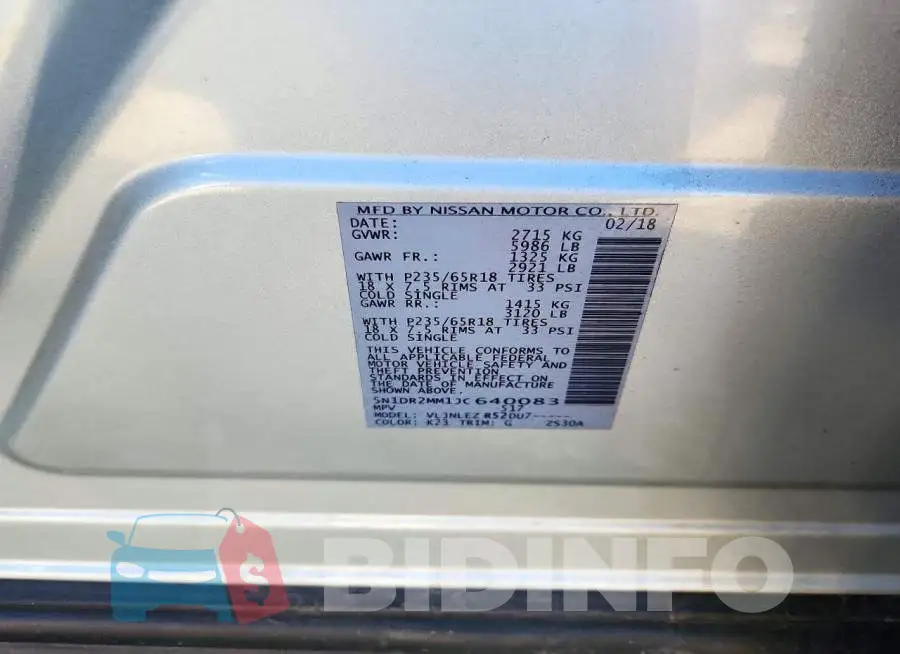 5N1DR2MM1JC640083 Photo# 13