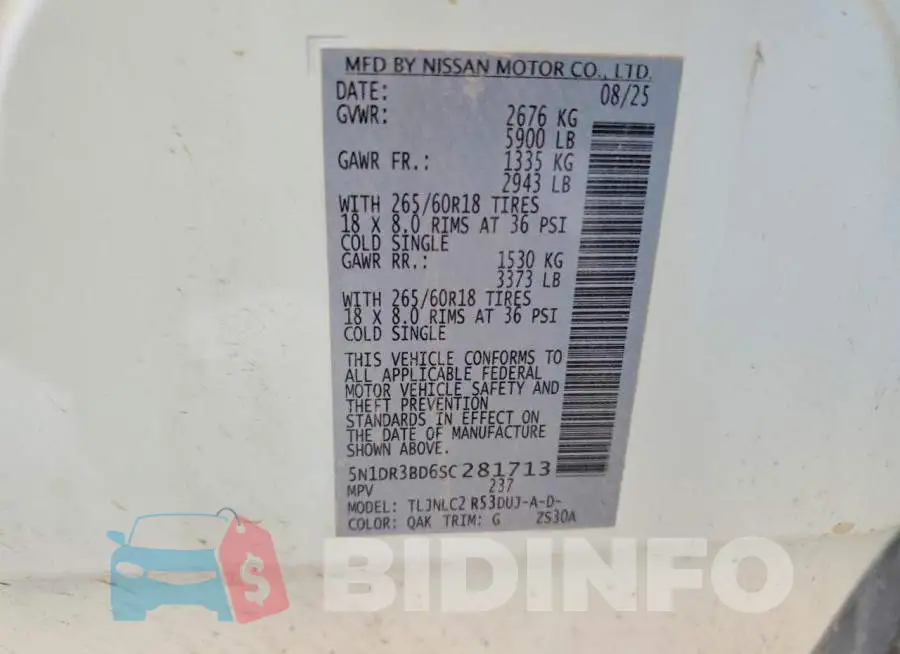 5N1DR3BD6SC281713 Photo# 13