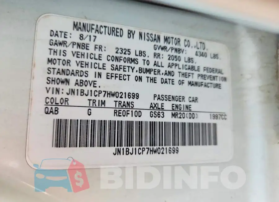 JN1BJ1CP7HW021699 Photo# 13
