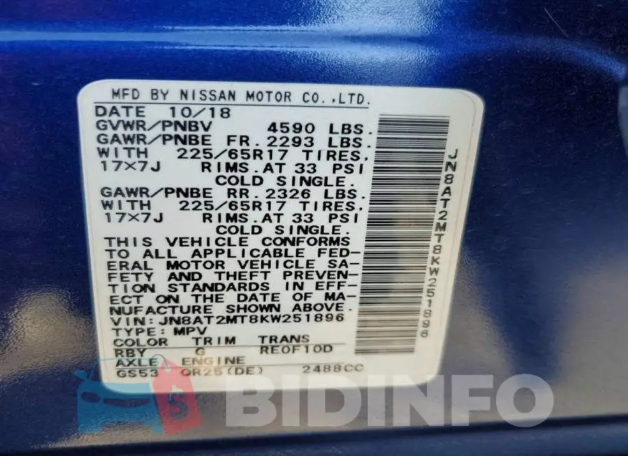 JN8AT2MT8KW251896 Photo# 13