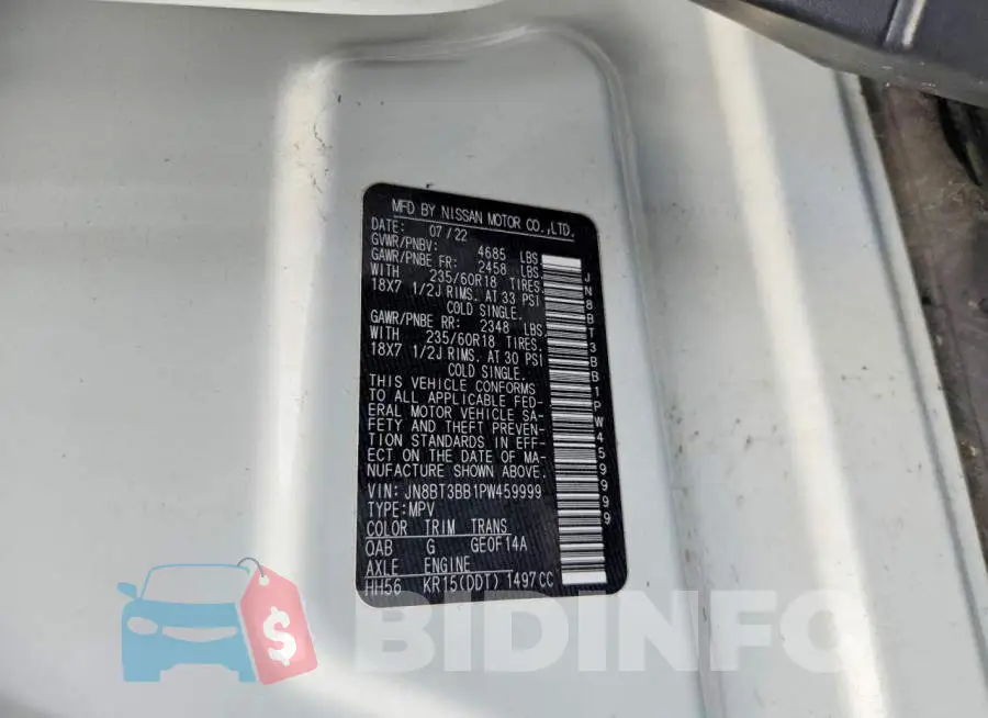JN8BT3BB1PW459999 Photo# 13