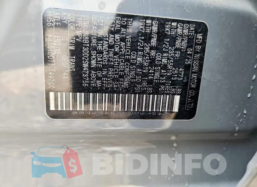 JN8BT3DD2SW473756 Photo# 13