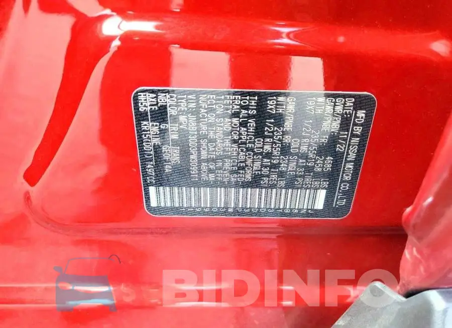 JN8BT3DD3PW309911 Photo# 13