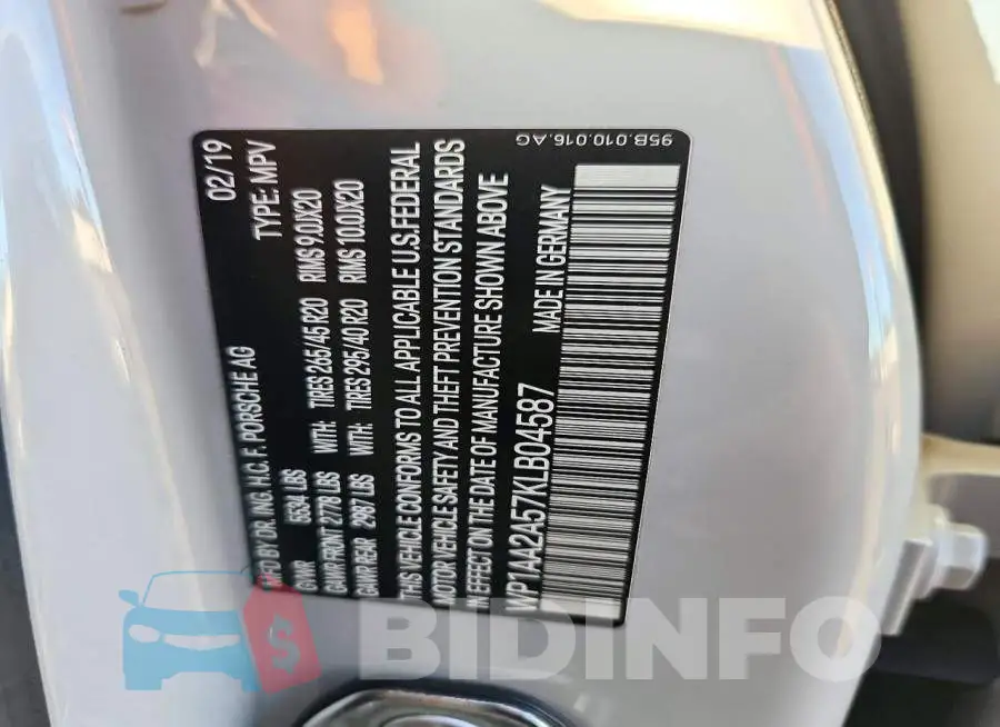 WP1AA2A57KLB04587 Photo# 12