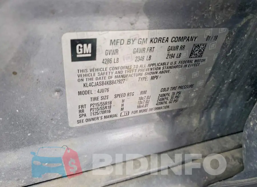 KL4CJASB4KB847927 Photo# 12