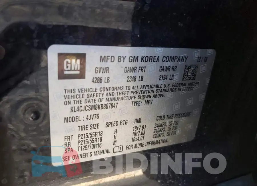 KL4CJCSM8KB807847 Photo# 12