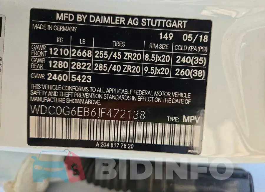 WDC0G6EB6JF472138 Photo# 13