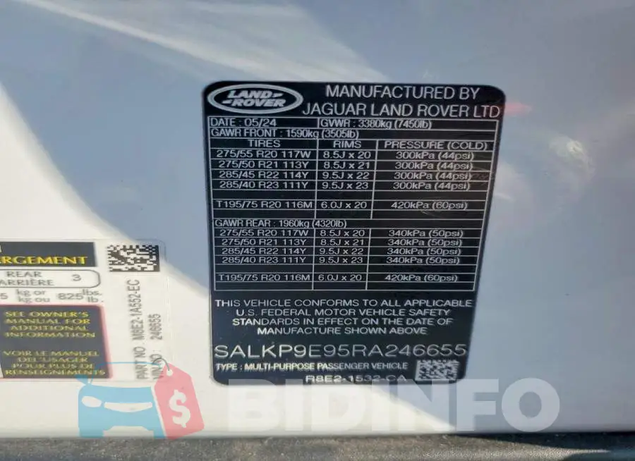 SALKP9E95RA246655 Photo# 12