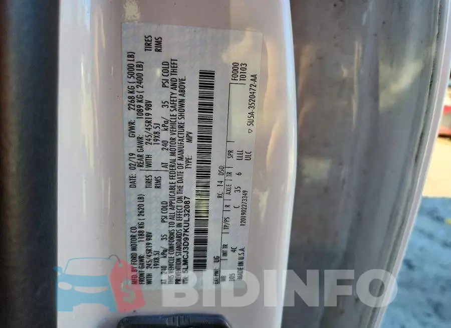 5LMCJ3D97KUL32087 Photo# 13