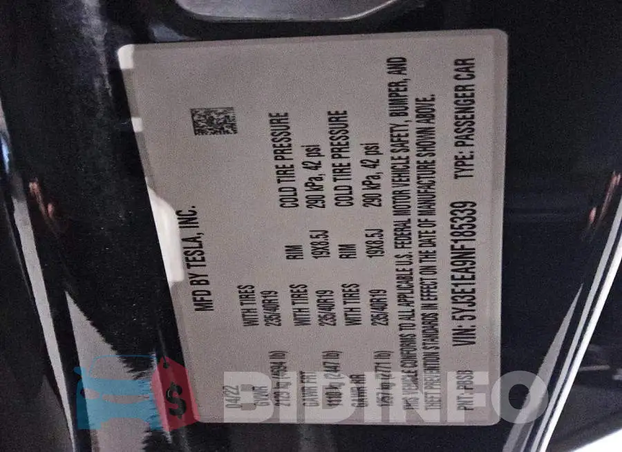 5YJ3E1EA9NF185339 Photo# 13