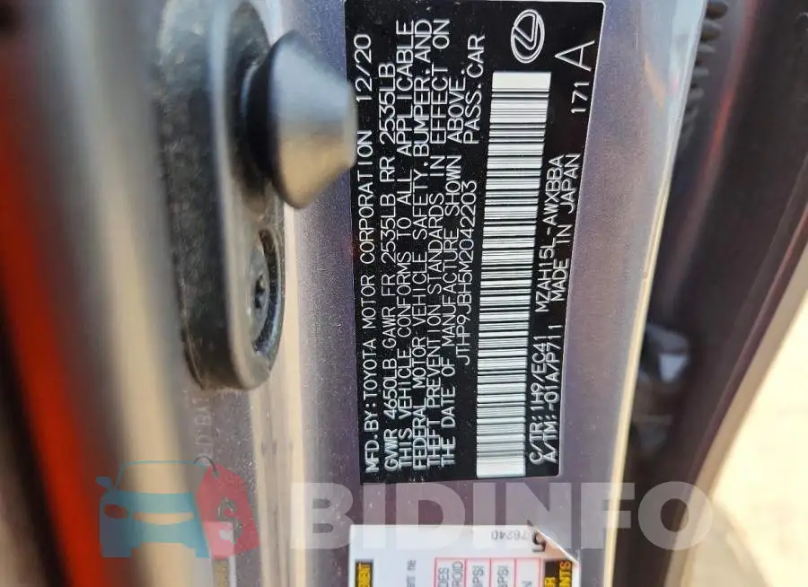 JTHP9JBH5M2042203 Photo# 13
