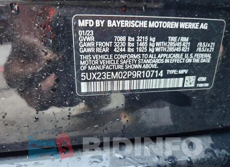 5UX23EM02P9R10714 Photo# 13