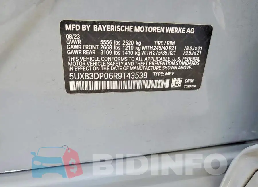 5UX83DP06R9T43538 Photo# 13