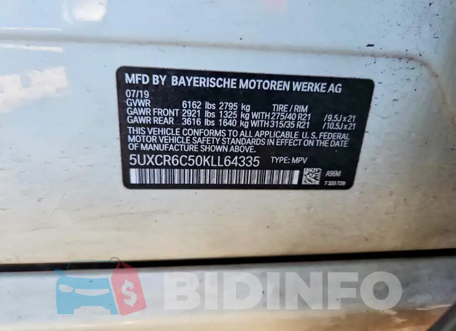 5UXCR6C50KLL64335 Photo# 14