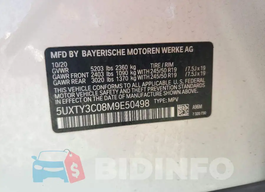 5UXTY3C08M9E50498 Photo# 13