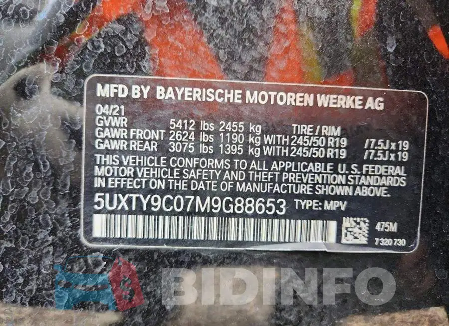 5UXTY9C07M9G88653 Photo# 14