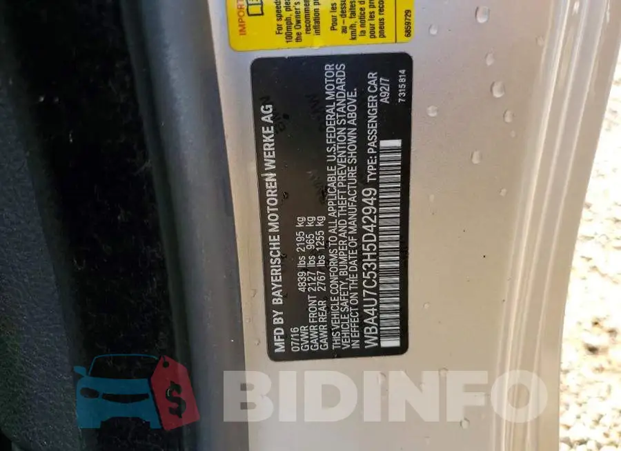 WBA4U7C53H5D42949 Photo# 12