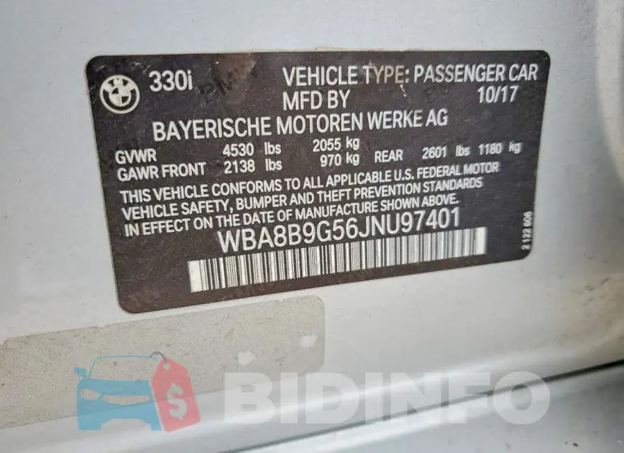 WBA8B9G56JNU97401 Photo# 12