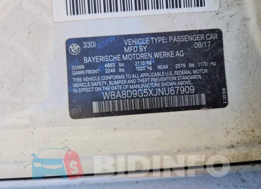 WBA8D9G5XJNU67909 Photo# 12