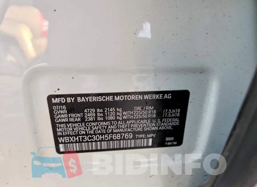 WBXHT3C30H5F68769 Photo# 12