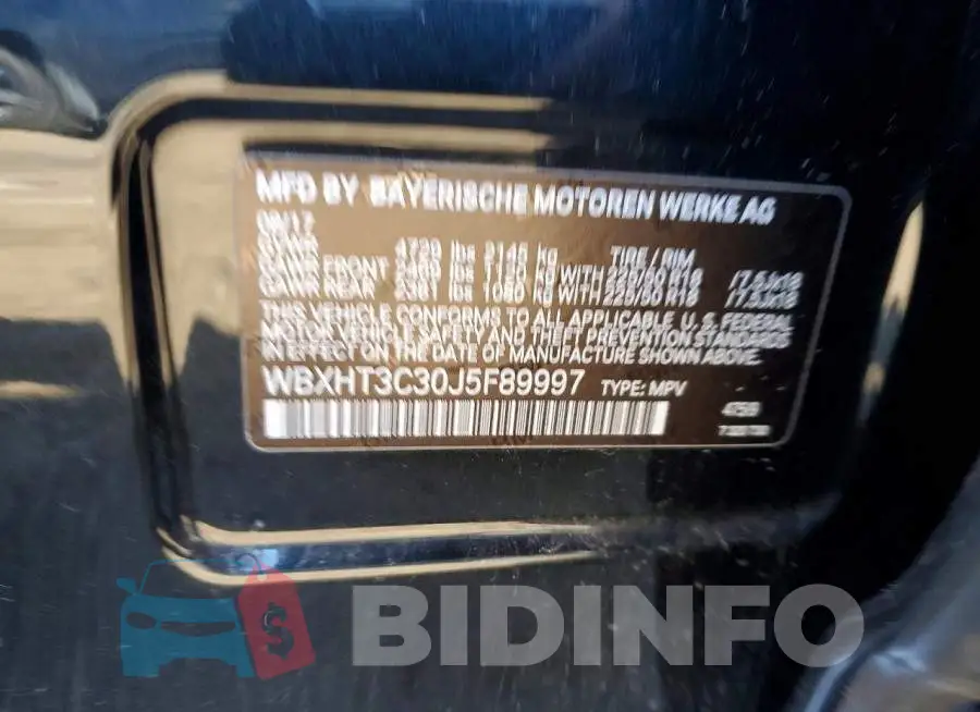 WBXHT3C30J5F89997 Photo# 13