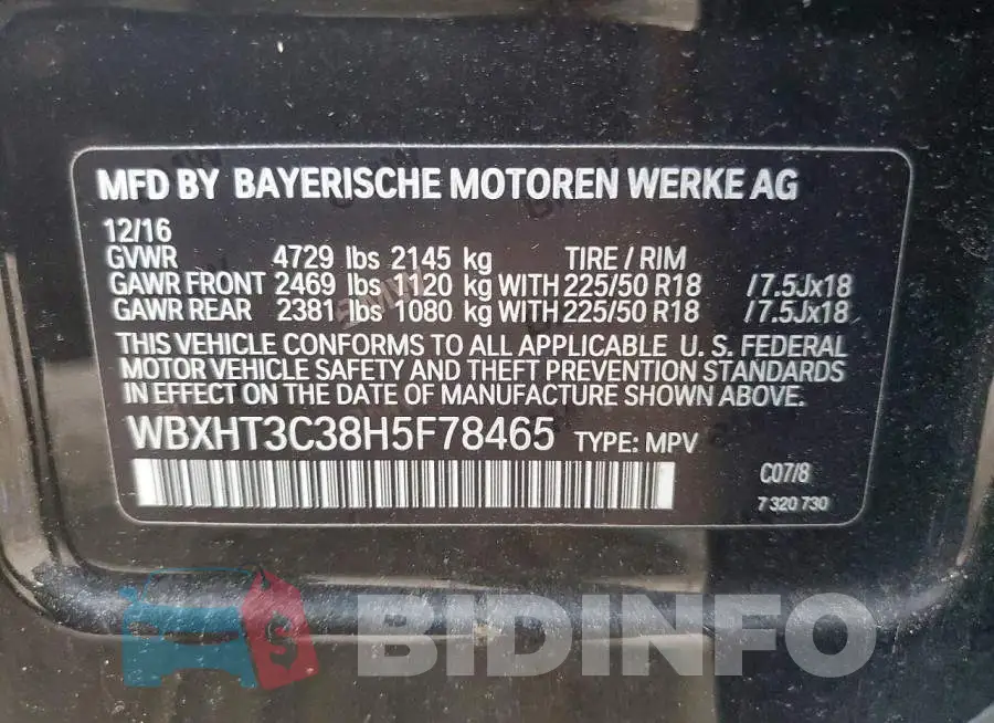 WBXHT3C38H5F78465 Photo# 14