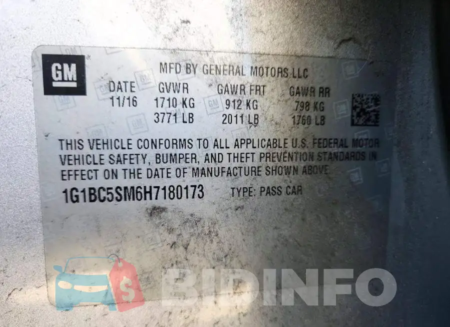 1G1BC5SM6H7180173 Photo# 12