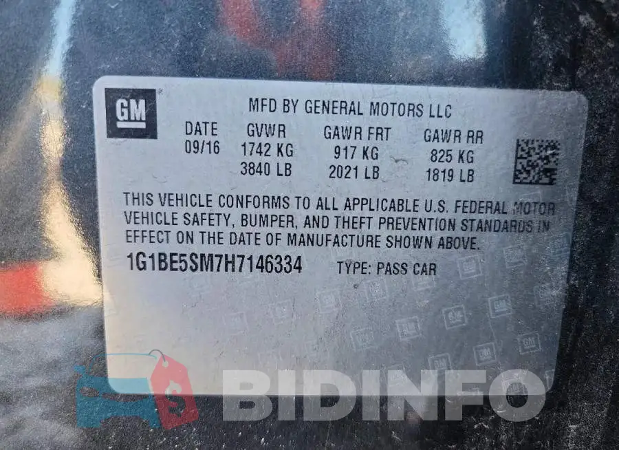 1G1BE5SM7H7146334 Photo# 13